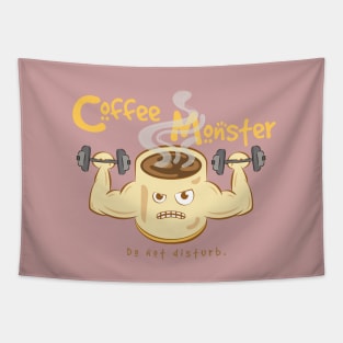 Do Not Disturb Coffee Monster Pushing Up -Classic Logo Design Tapestry