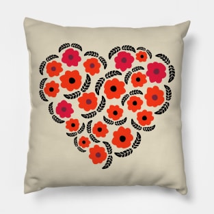 Flowers and Feathers Heart Pillow