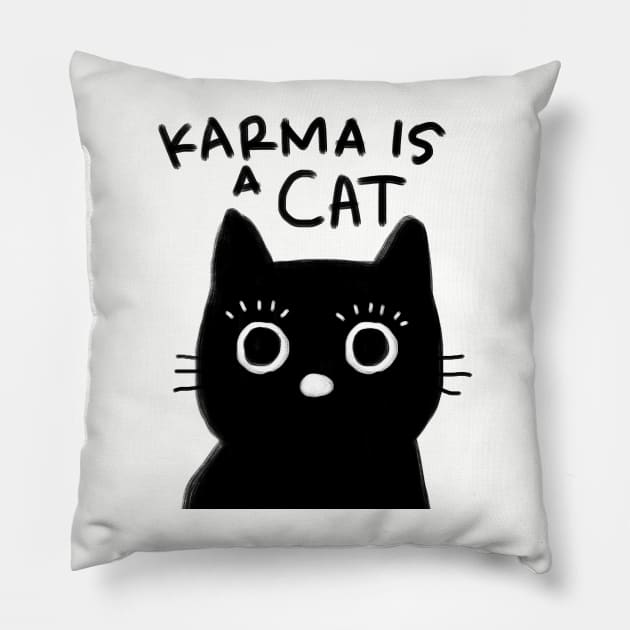 Black Cat Karma Midnight Pillow by meilyanadl