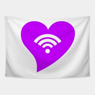 Purple WiFi Heart Tapestry