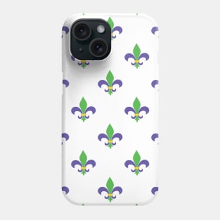 Fleur-de-lis pattern on a white background. Phone Case