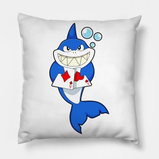 Shark at Poker with Poker cards Pillow