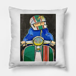 Retro Scooter, Classic Scooter, Scooterist, Scootering, Scooter Rider, Mod Art Pillow