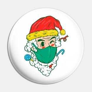 Funny Santa Wearing Mask Pin