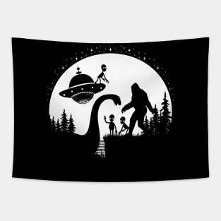 Bigfoot Loch Ness Monster Ufo Funny Aliens Tapestry