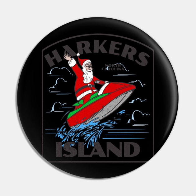 Harkers Island, NC Christmas Vacationing Waterskiing Santa Pin by Contentarama