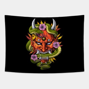 Japanese Demon Oni Mask Tapestry