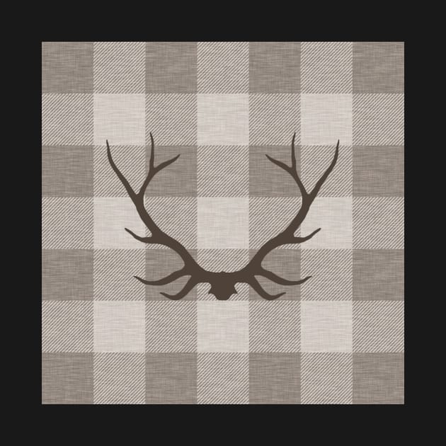 Plaid Antlers - taupe by SugarPineDesign