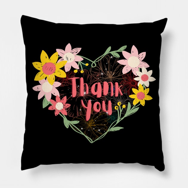 Thank you with flowers art Pillow by Nano-none