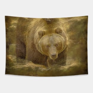 Grizzly Bear Animal Wildlife Forest Nature Adventure Hunt Spotlight Digital Painting Tapestry