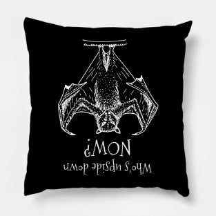 Upside Down Bat (White Print) Pillow