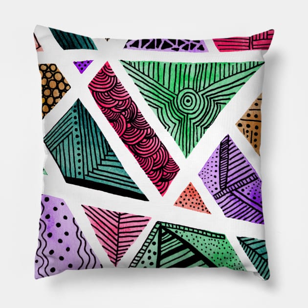 Geometric doodles - multicolor Pillow by wackapacka