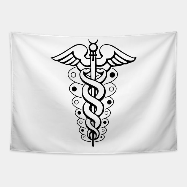 Staff of Hermes - Caduceus Tapestry by CelestialStudio