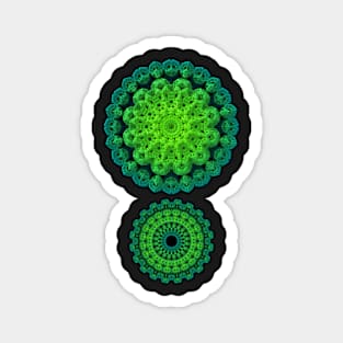 Dual Mandalas with 3-D Appearance, Green Tones Magnet