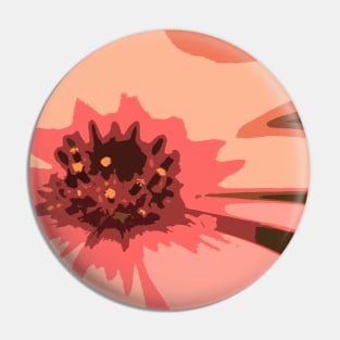 Abstract & Artsy Daisy Flower in Colorful Orange Red Hues of Peach, Coral & Salmon Pin