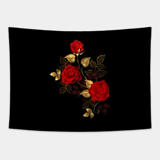 red gold rose flowers Tapestry