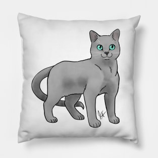 Cat - Russian Blue - Light Gray Pillow