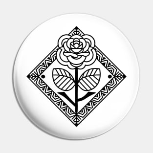 Line Art Rose 2 (Black) Pin