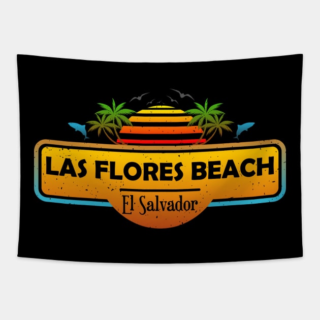 Las Flores Beach El Salvador, Palm Trees Sunset Summer Tapestry by Jahmar Anderson