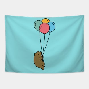 Cute Bear with Balloons Doodle Tapestry