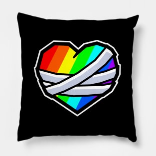 Big Colourful Rainbow Mending Heart with Bandages - Broken Heart Healing - Mending Heart Pillow