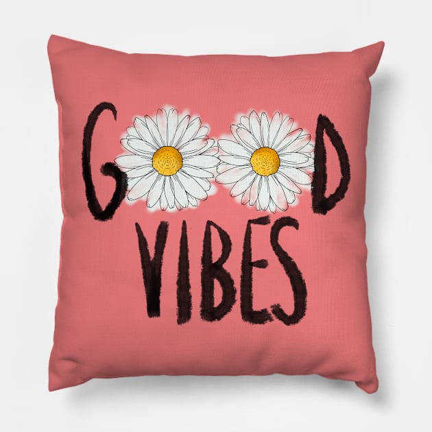 Good vibes Pillow by Miruna Mares