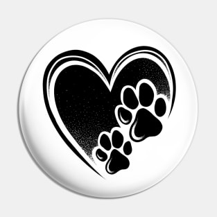 Paw Print Heart Pin