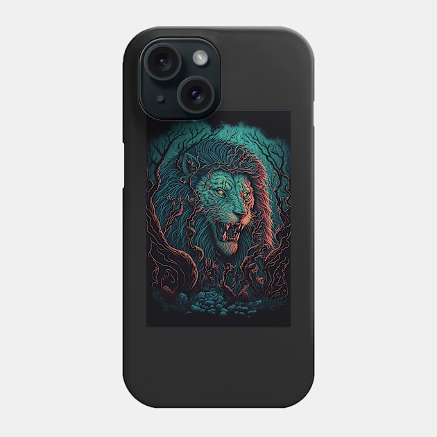 Lion Roaring Through The Woods Phone Case by TortillaChief