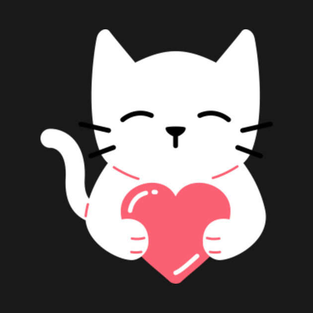 Adorable Cat Holding Heart Cartoon Design - Kitty - Kids T-Shirt ...