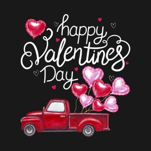 Red Truck With Hearts Happy Valentine's Day Gifts For Women T-Shirt