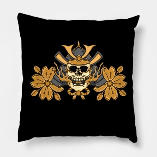 Samurai skull warrior Pillow