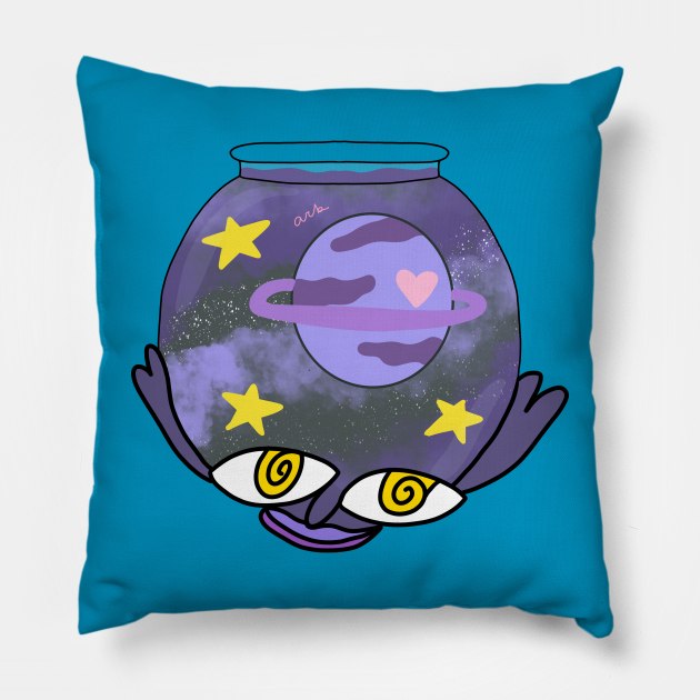 Space Fish Face Pillow by AlienClownThings