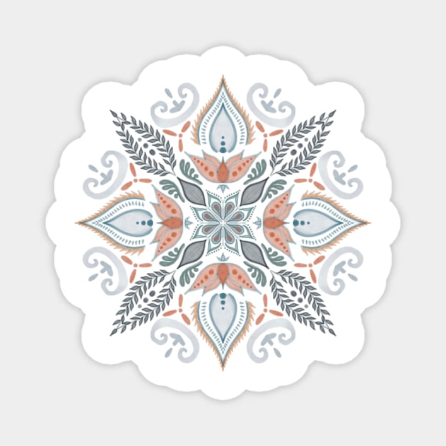Teal and Orange Mandala Magnet by cait-shaw