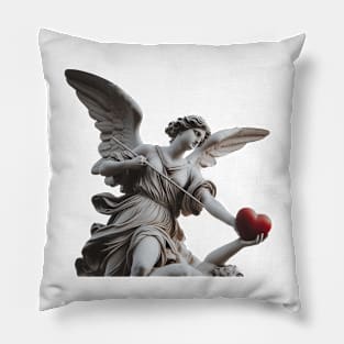 angel statue with heart- valentines day Pillow