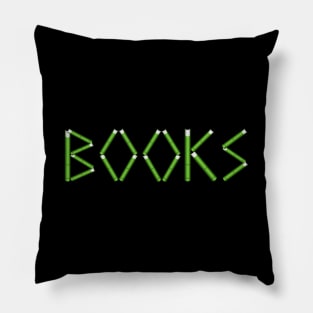 Books green written with books Pillow