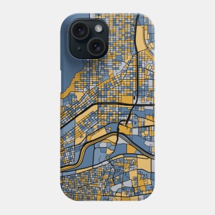 El Paso Map Pattern in Blue & Gold Phone Case