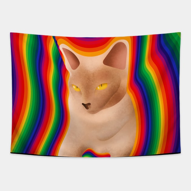 White burmese cat with yellow eyes Tapestry by Arteria6e9Vena