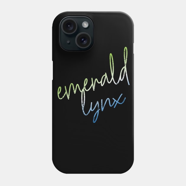 CURSIVE emerald lynx Phone Case by bluegrasscheercats