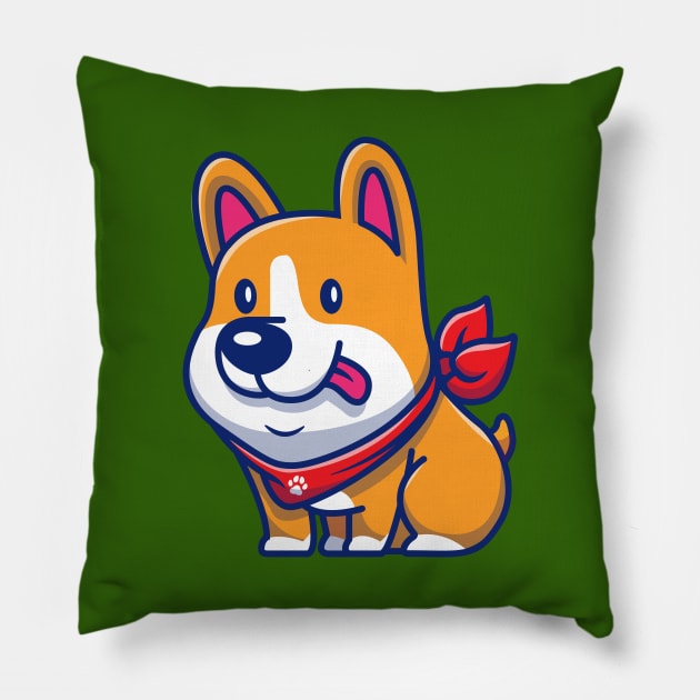 Cute Corgi Sitting Cartoon Pillow by Catalyst Labs