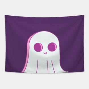 Cute pink Halloween ghost. Original illustrations in cartoon retro style. Tapestry