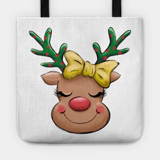 reindeer red nose christmas Tote