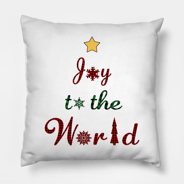 Joy to the world Christmas Tree Red Green Plaid. Pillow by Maxx Exchange