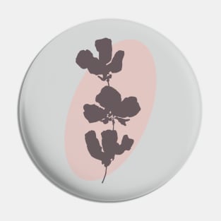 Minimalist brown flowers on pink oval Pin