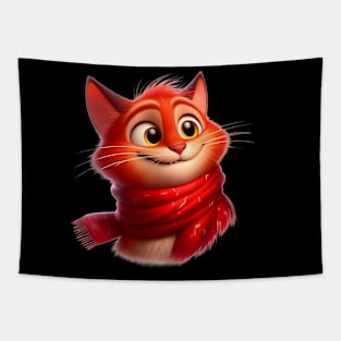 Cat Red Tapestry