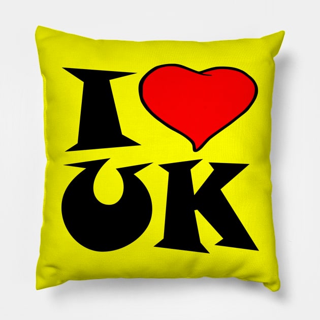 I Love UK Pillow by Milaino