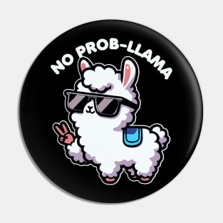 No Probllama Funny Llama Lover Pun Pin