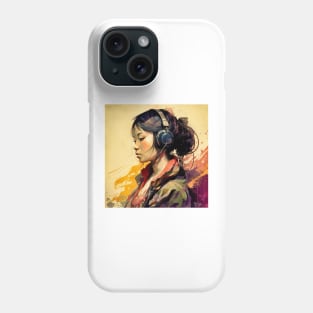 Music Lover-Listening to Music with Earphones-Asian Woman Phone Case