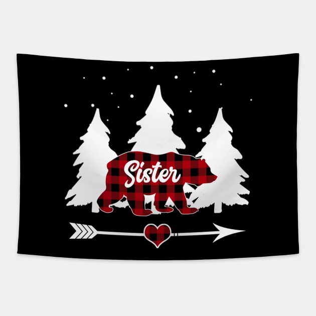 Sister Bear Buffalo Plaid Christmas Matching Family Pajama Tapestry by Soema