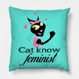 Cat know feminist Pillow