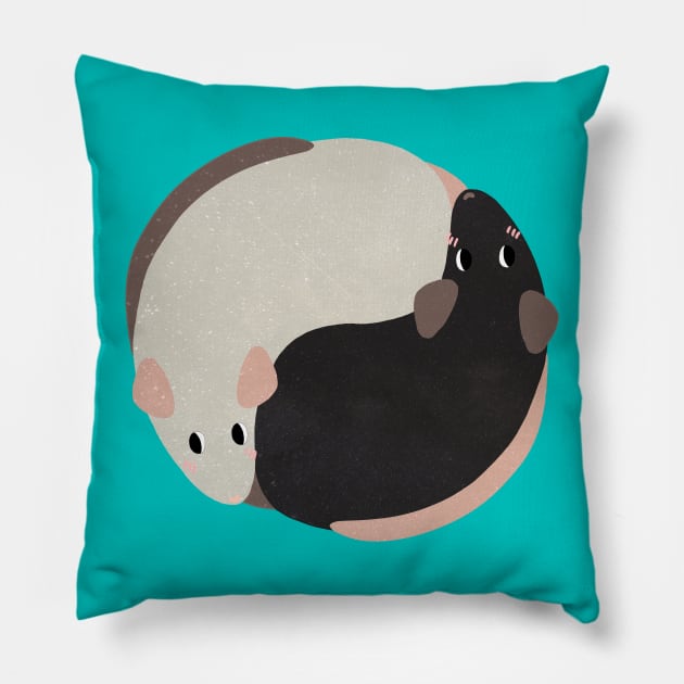 Yin Yang Rats Pillow by Ratfrens